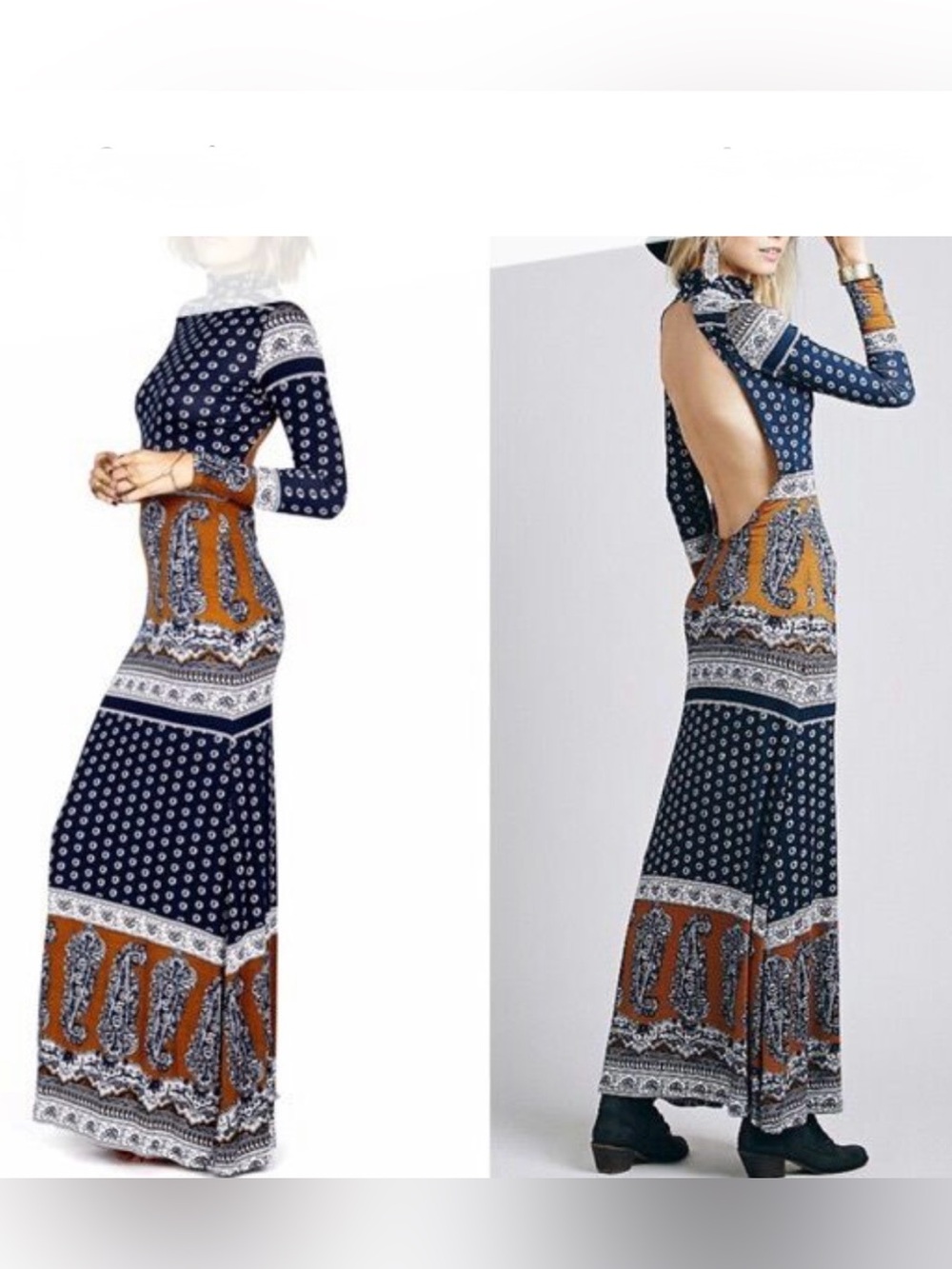 Sold out Novella Royale Navy Paisley Bandana Maxi Dress xs